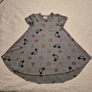 LuLaRoe girls gray mouse ear & flower dress size 4 1 pocket EUC